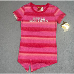Apple Bottoms Y2K Pink Striped T-Shirt Girls Size XL NWT